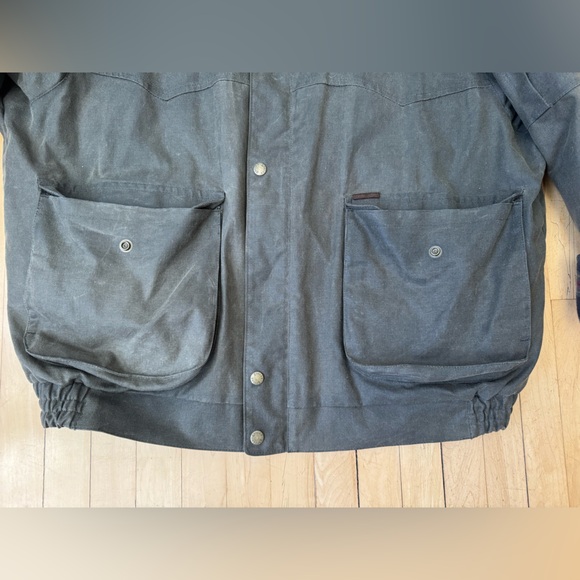 Men's Vintage waxed Australian chore Jacket with Plaid Lining - Picture 2 of 6